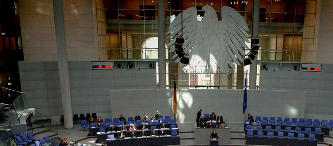 Plenarsaal des Deutschen Bundestags in Berlin.