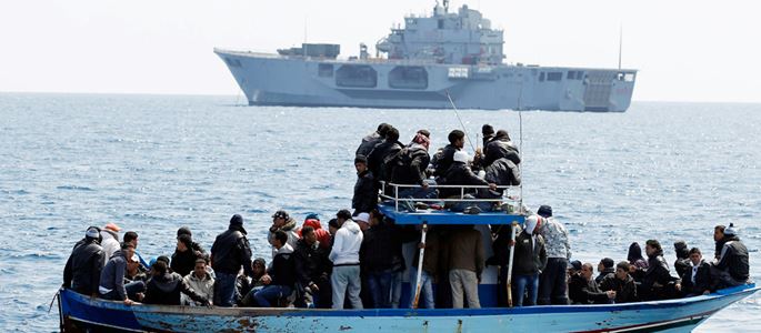 Bootsflüchtlinge im Mittelmeer
